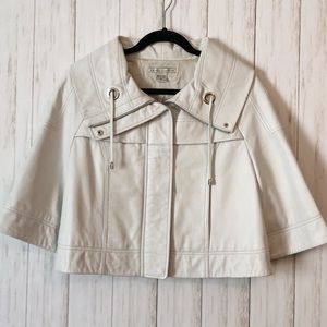 Peter Nygard Cropped White Leather Jacket